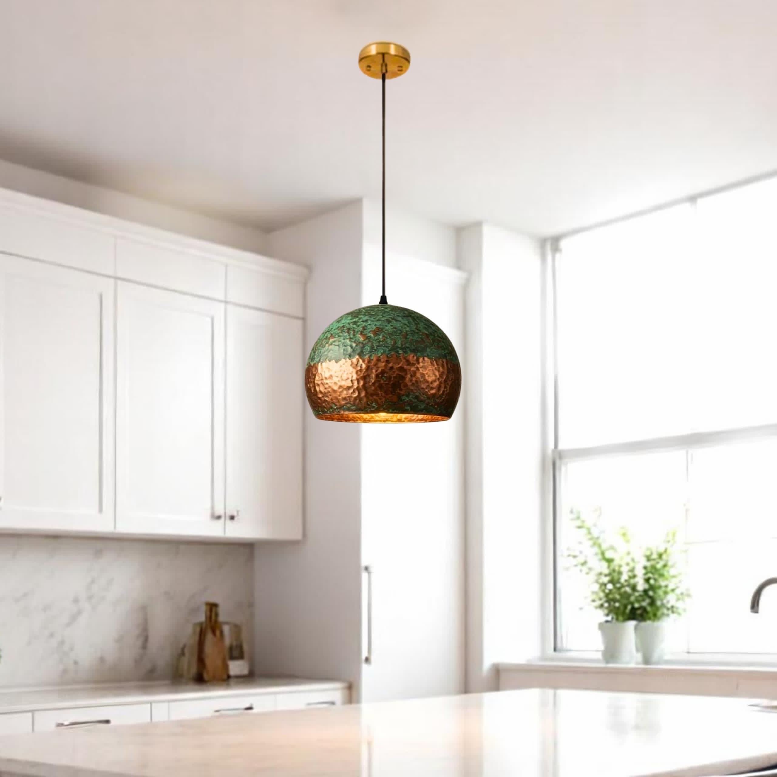 brass dome pendant light, Hanging Lamp , kitchen island light , art Decor lamp