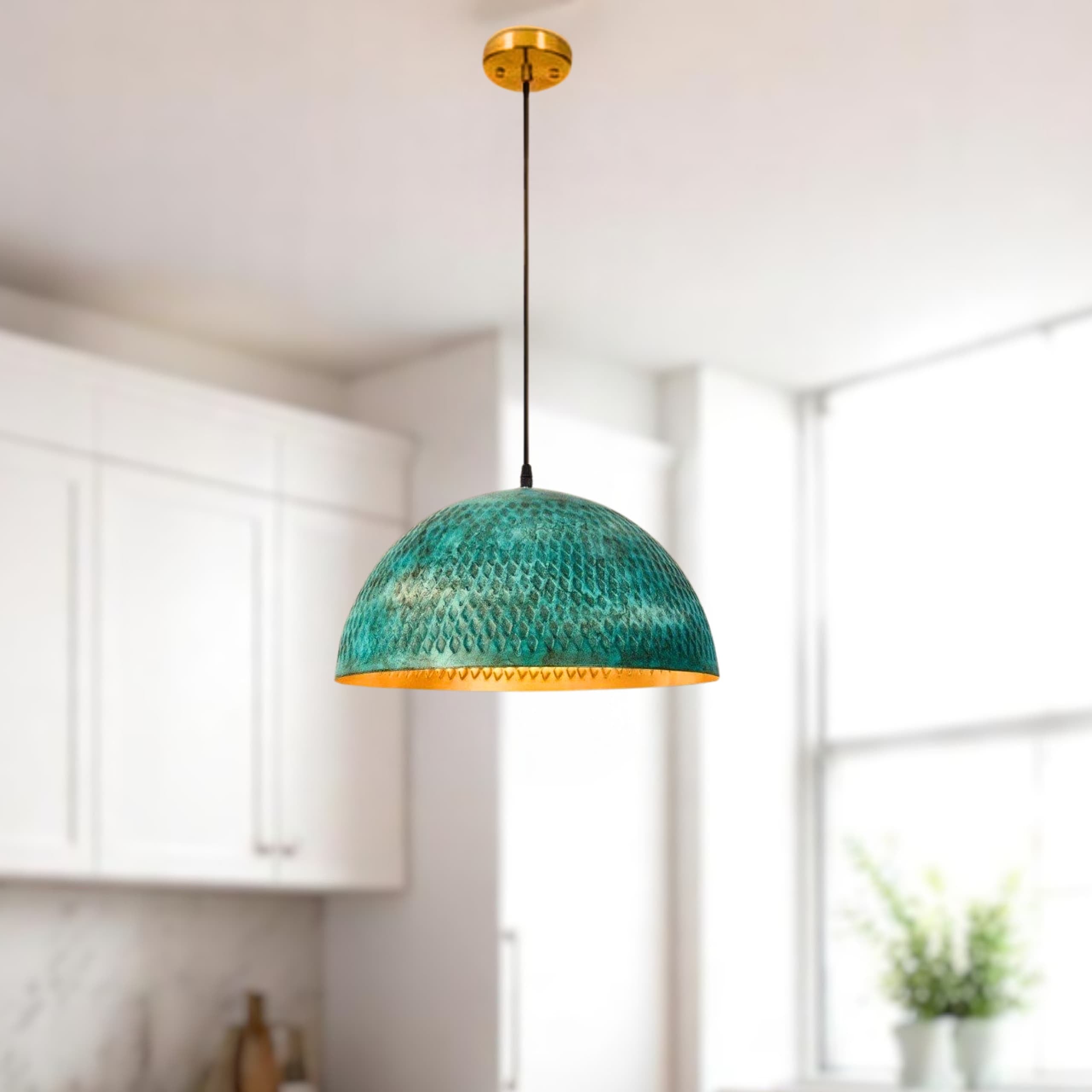brass dome pendant light, Hanging Lamp , kitchen island light , art Decor lamp