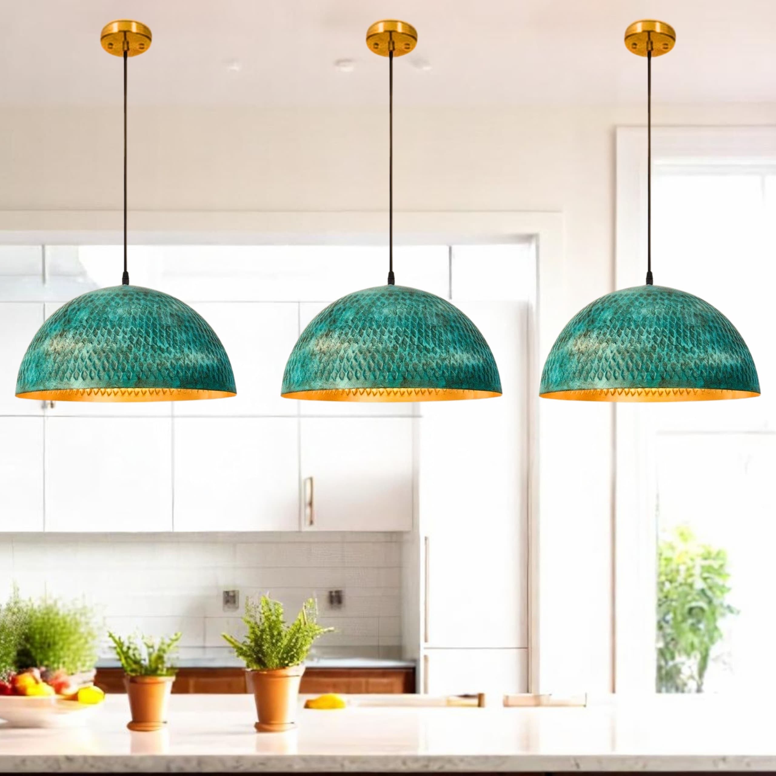 brass dome pendant light, Hanging Lamp , kitchen island light , art Decor lamp