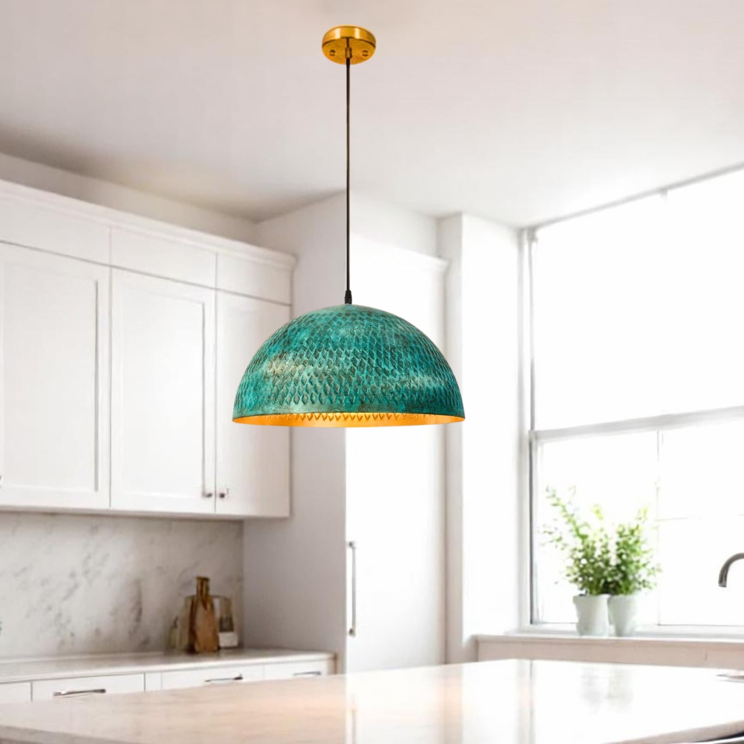 brass dome pendant light, Hanging Lamp , kitchen island light , art Decor lamp