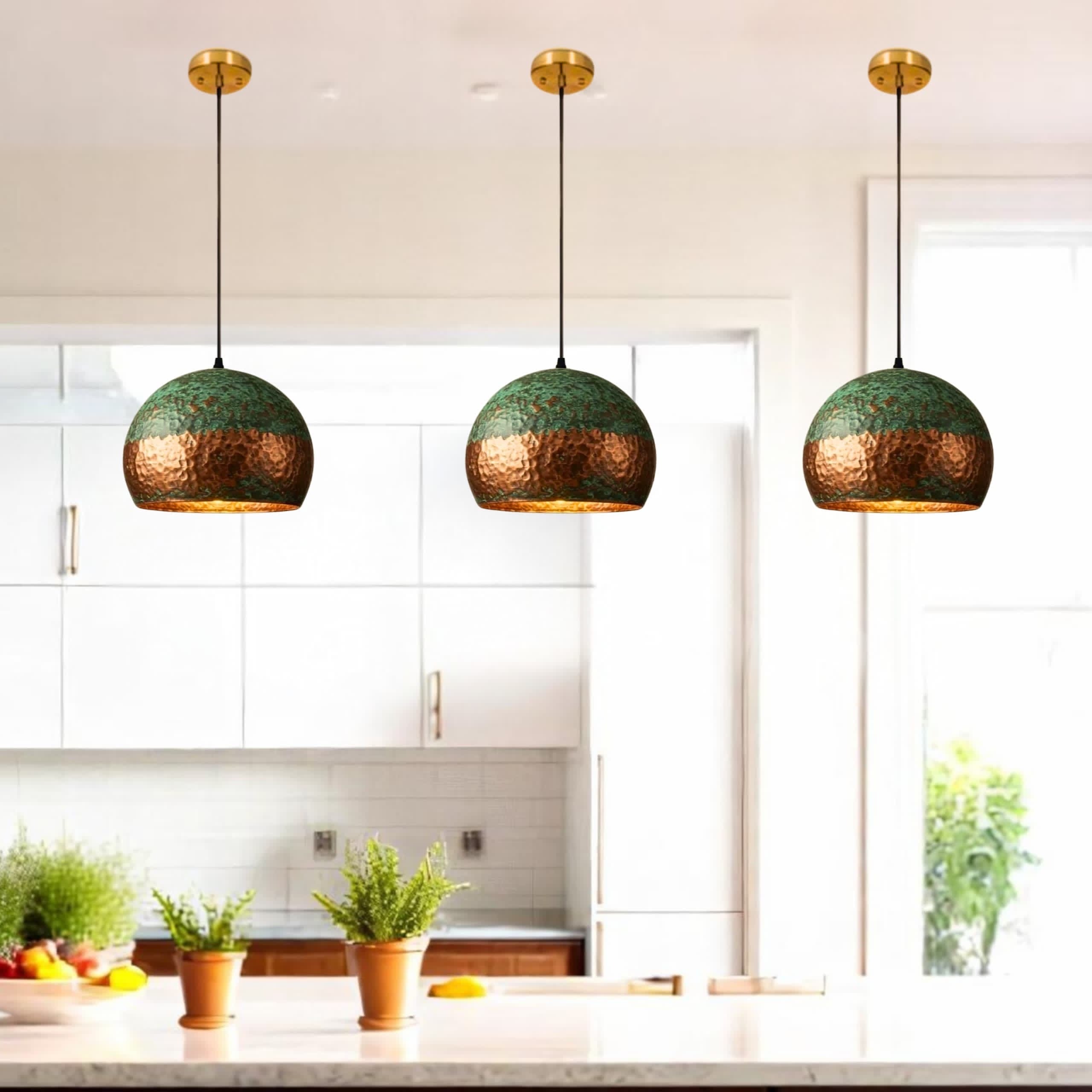 brass dome pendant light, Hanging Lamp , kitchen island light , art Decor lamp