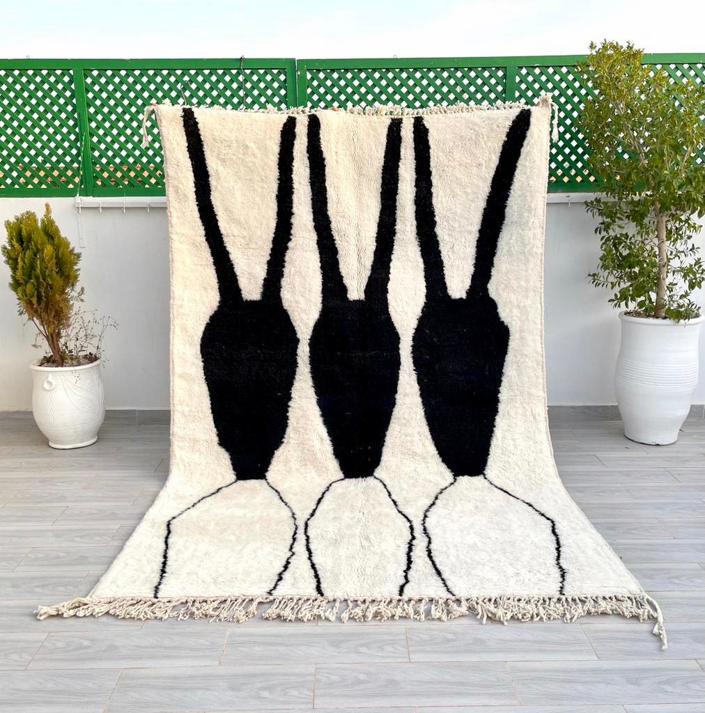 Authentic Beni Ourain Moroccan Rug – Hand-Knotted Wool Area Carpet for Living Room Decor