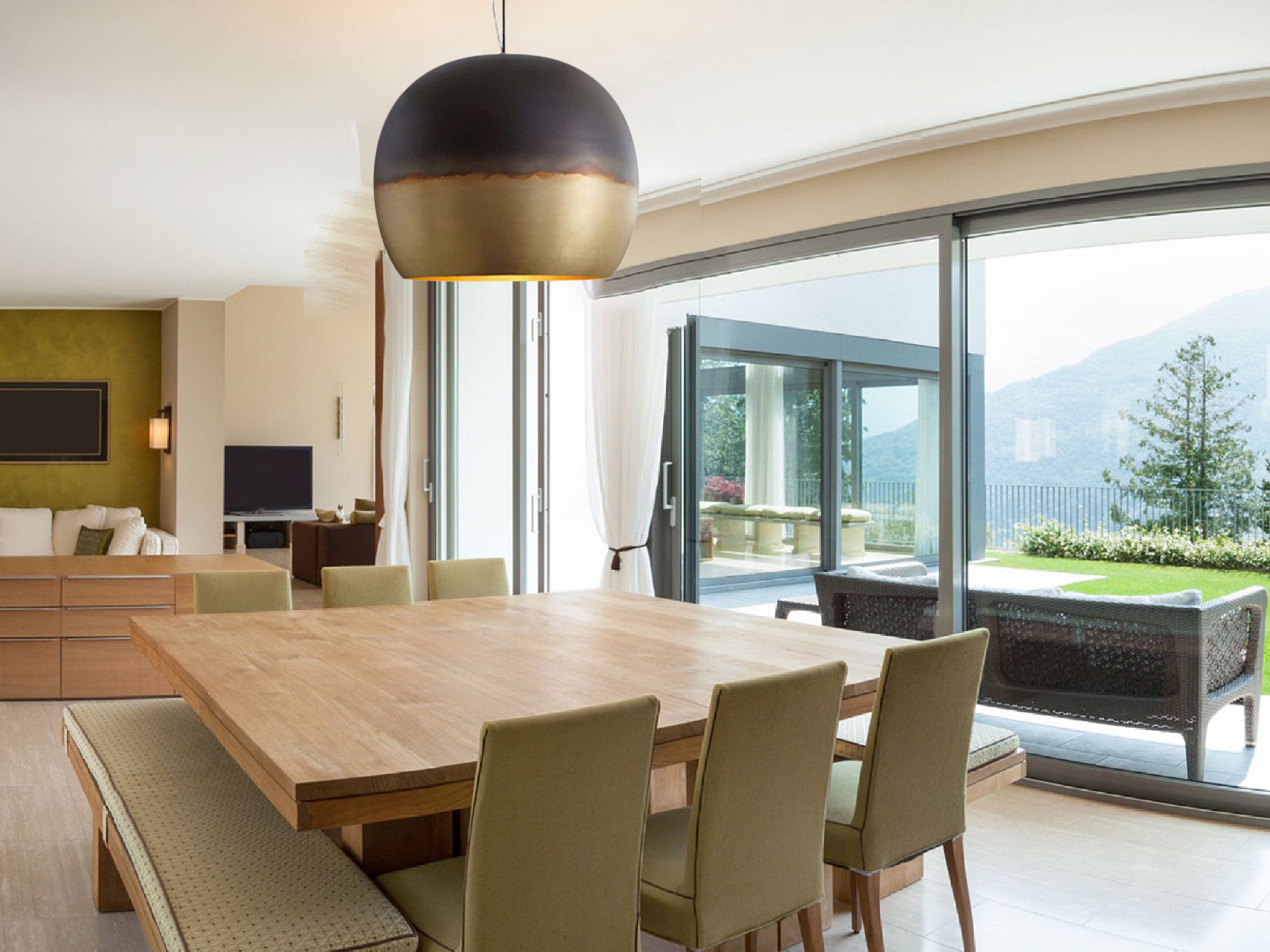 brass dome pendant light for kitchen island, chandelier lighting