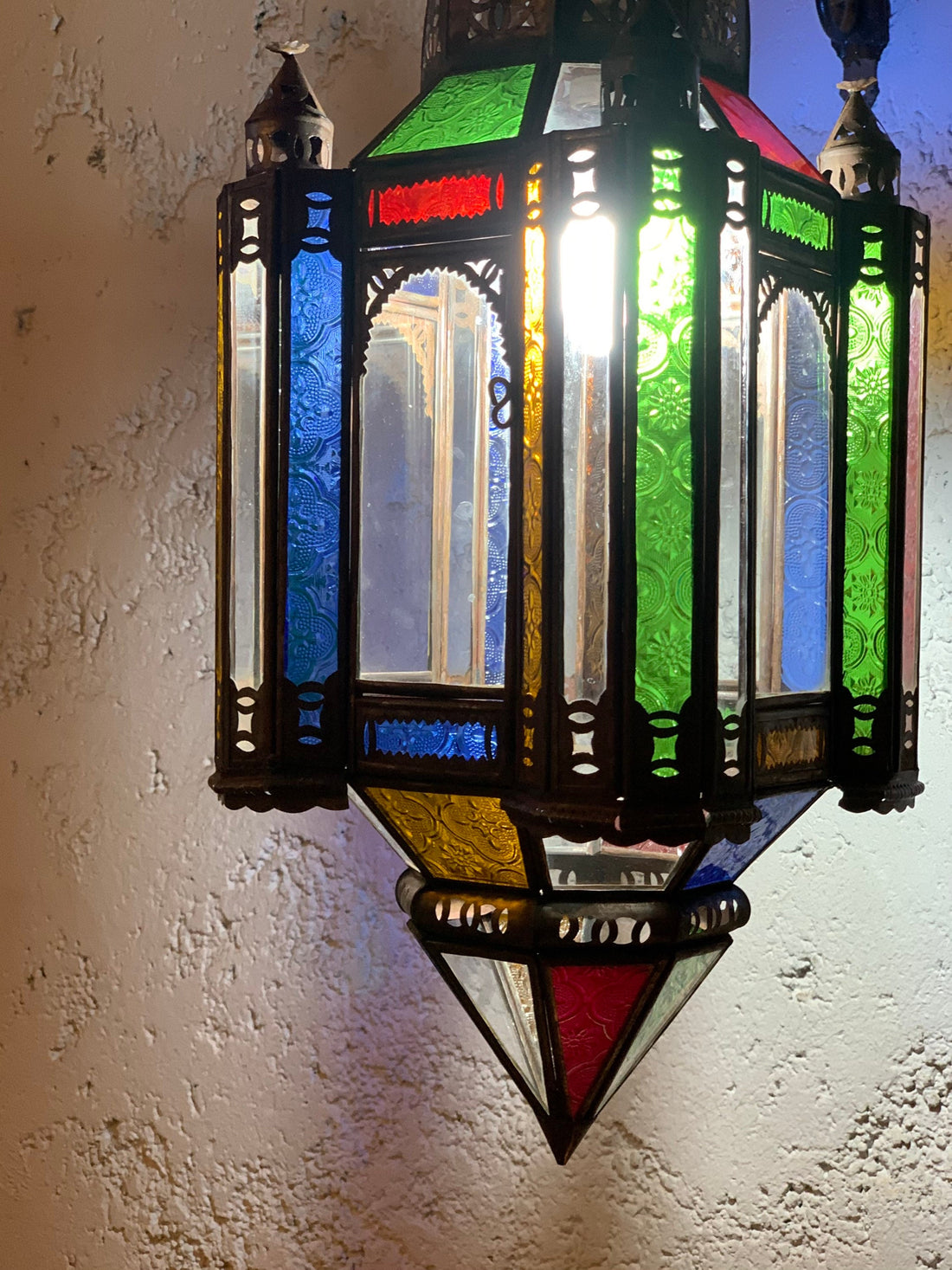 Moroccan Ceiling lights, Handmade Moroccan Style Glass Lanterns, hanging colourful glass lamp