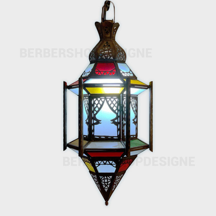 Vintage Ceiling lights, Handmade Moroccan Style Glass Lanterns, hanging colourful glass lamp