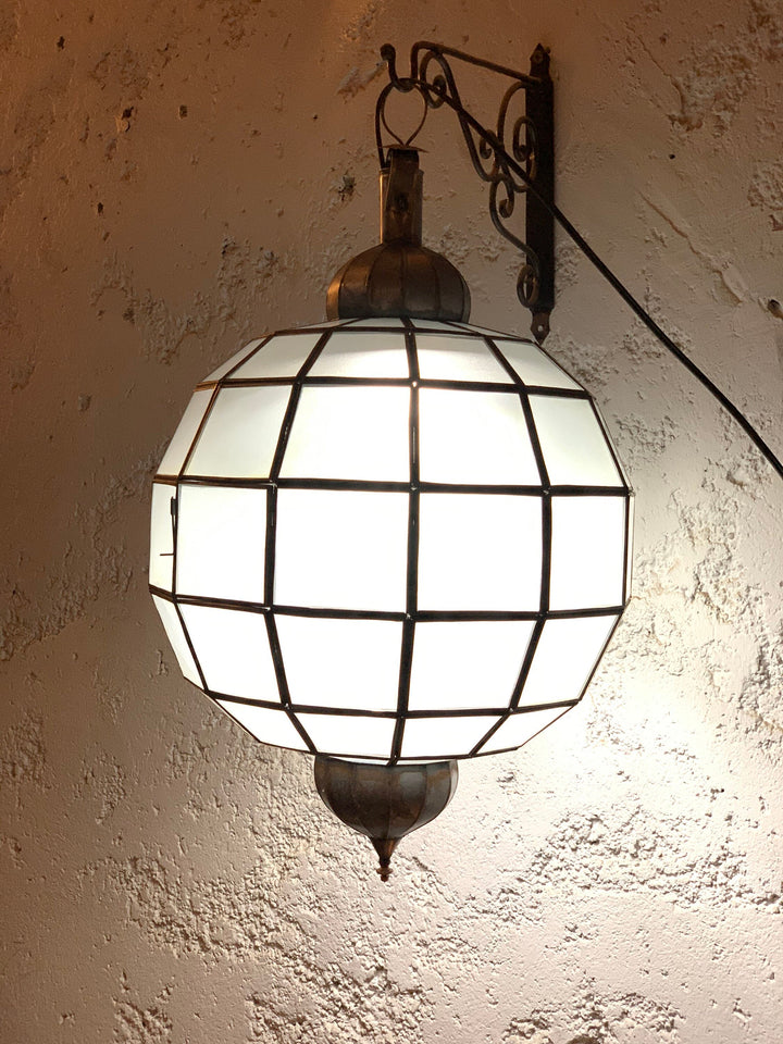 Moroccan Ceiling light - vintage Moroccan Pendant Fixture- Handcrafted Hanging Moroccan Glass lamp