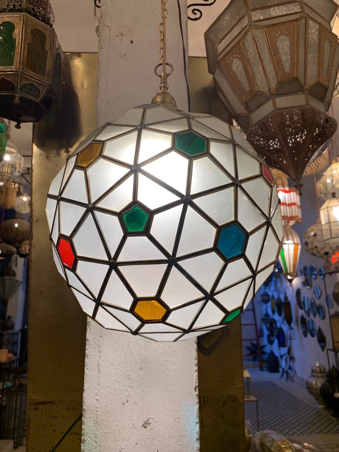 Glass pendant light , hanging lamp,Moroccan handmade lamp, ceiling light