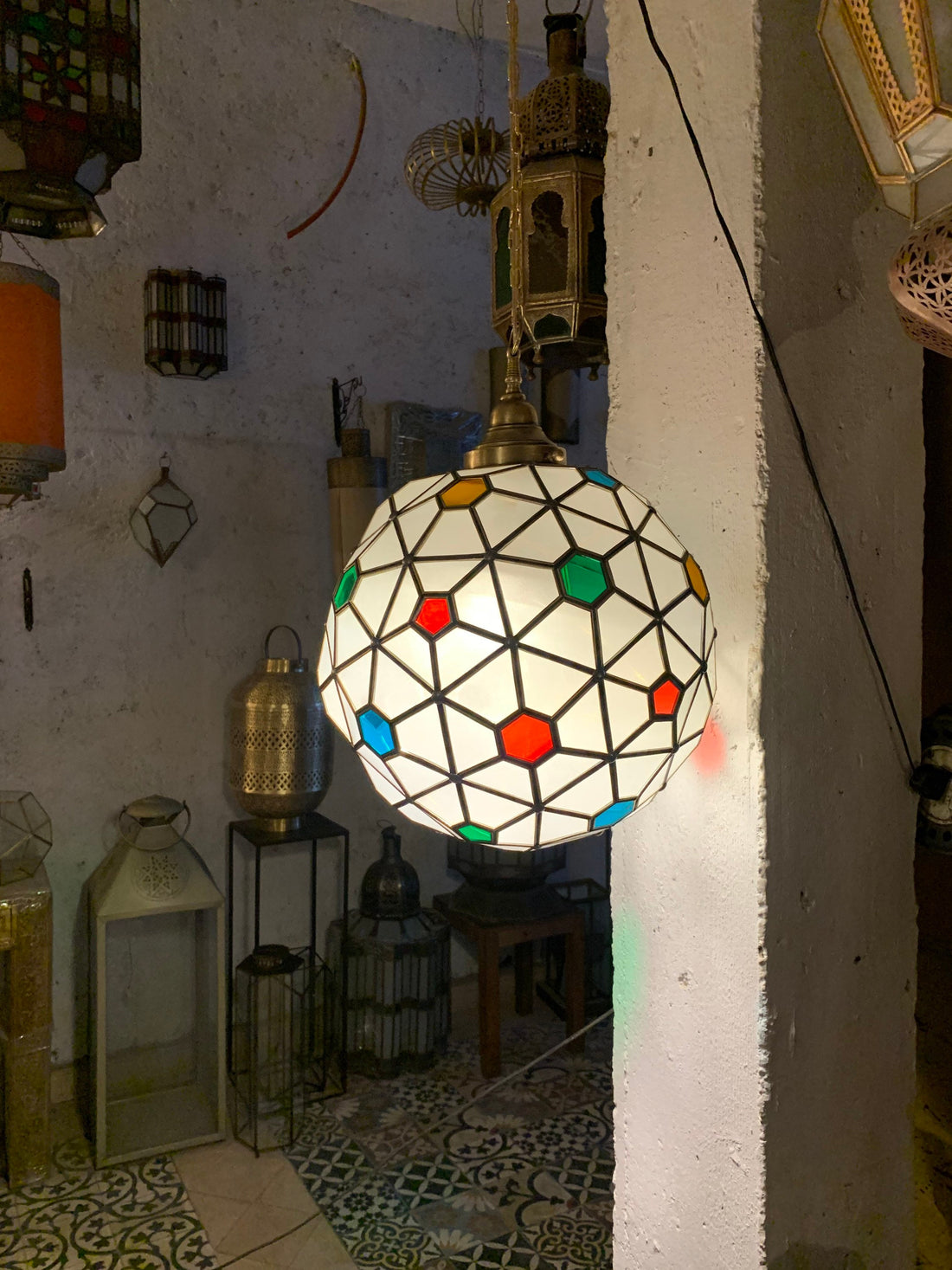 Glass pendant light , hanging lamp,Moroccan handmade lamp, ceiling light