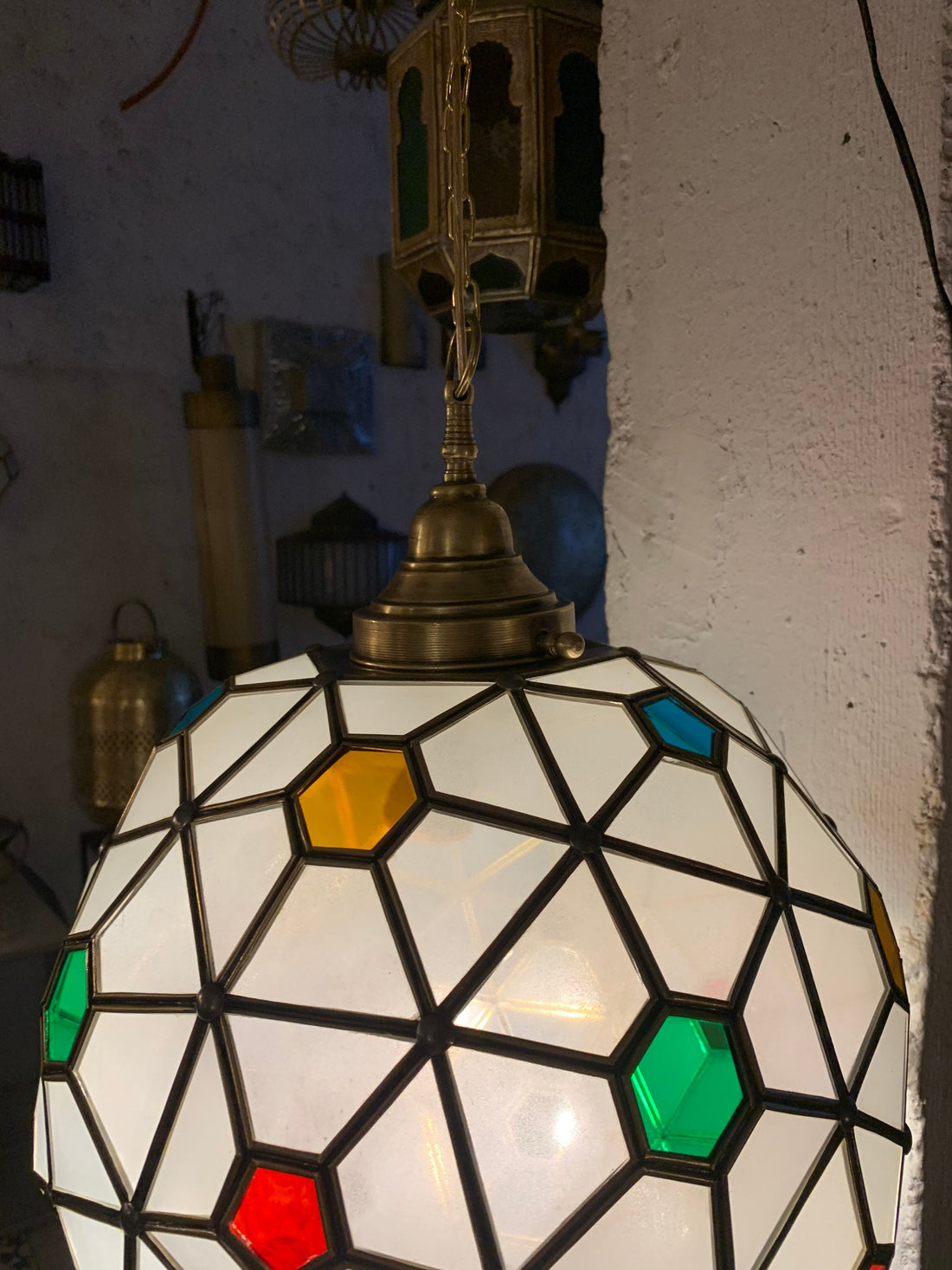 Glass pendant light , hanging lamp,Moroccan handmade lamp, ceiling light