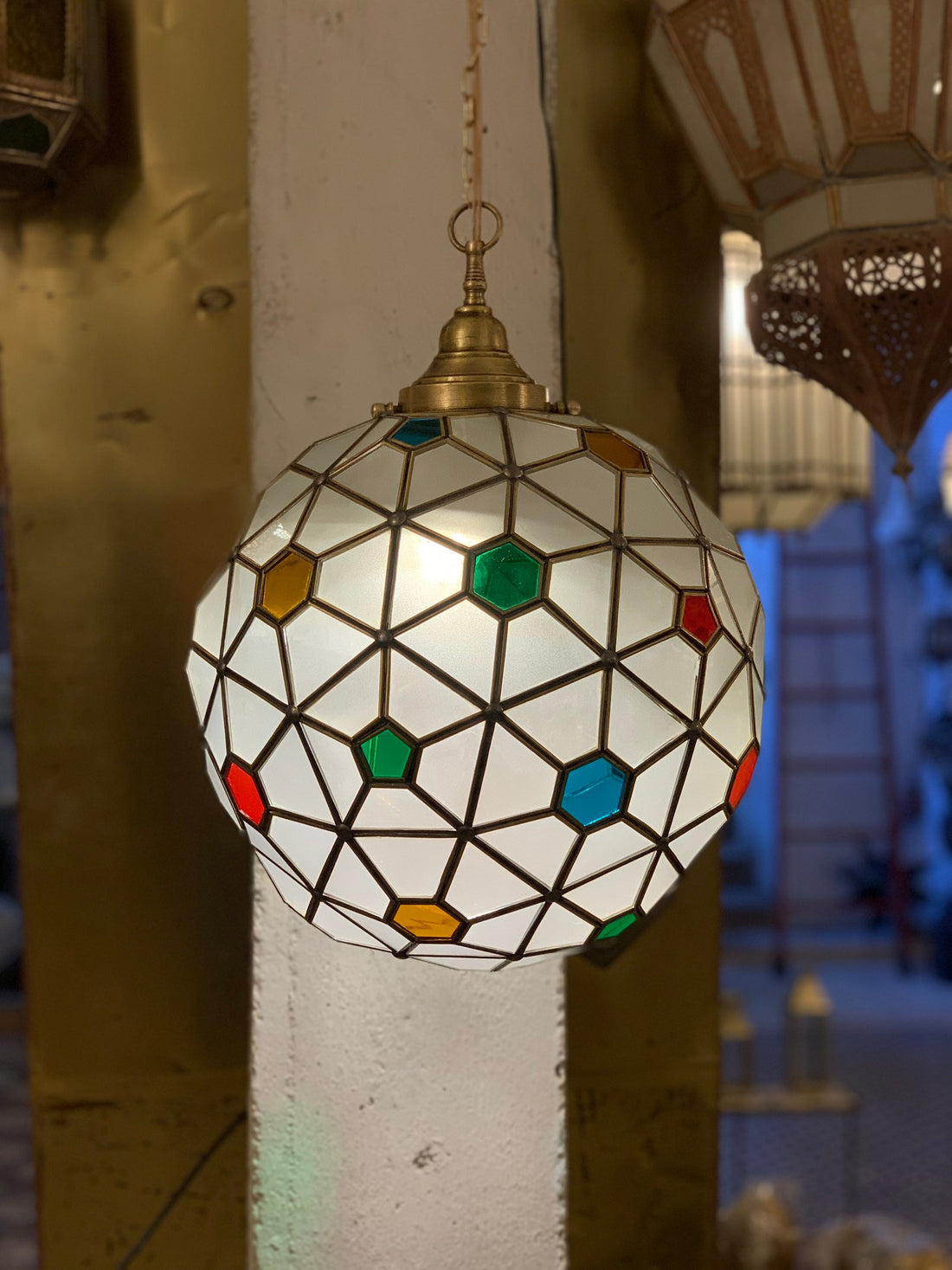 Glass pendant light , hanging lamp,Moroccan handmade lamp, ceiling light