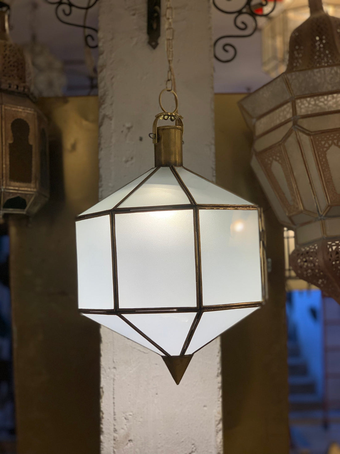 Moroccan Ceiling lights -Pendant Fixtures - Handcrafted Hanging Glass lamp