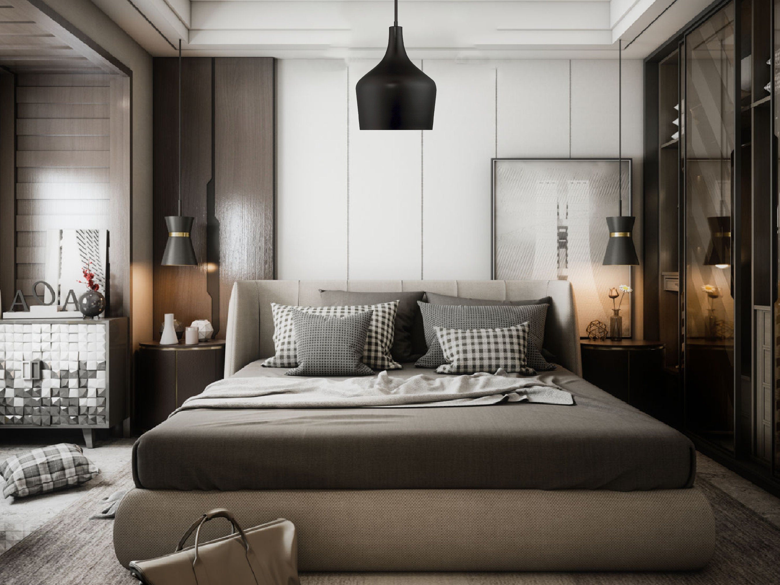 Black pendant light, Hanging Lamp , Lampshades Lighting, art Decor lamp