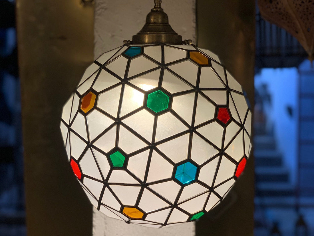 Glass pendant light , hanging lamp,Moroccan handmade lamp, ceiling light