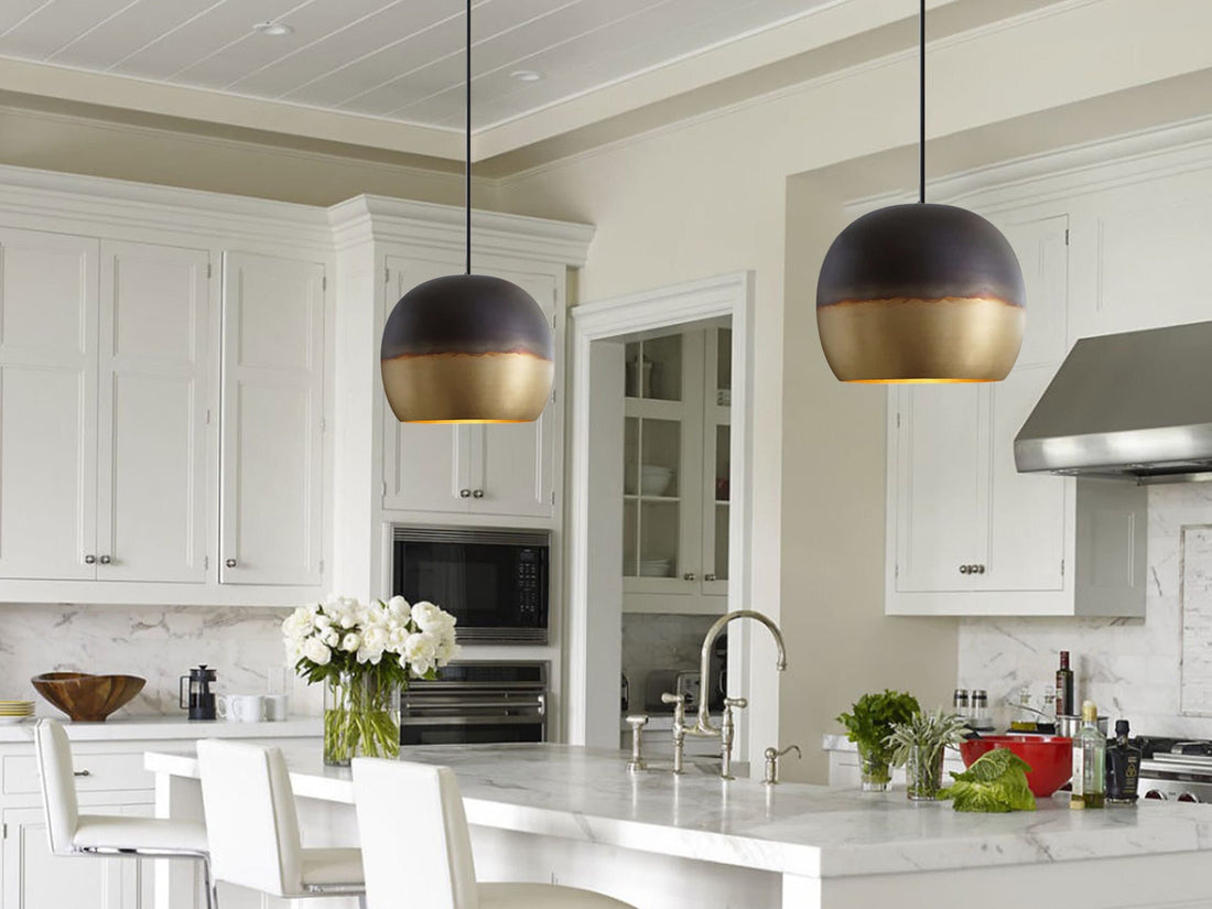 Set of 3 brass dome pendant light, Hanging Lamp for kitchen , art Deco lamp