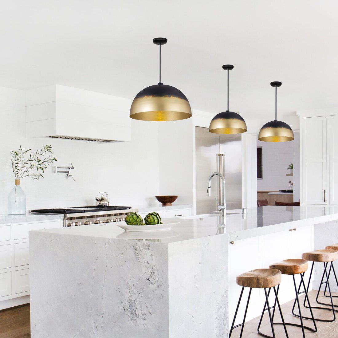 Set of 3 pendant light for kitchen island , Hanging Lamp, art Deco lamp
