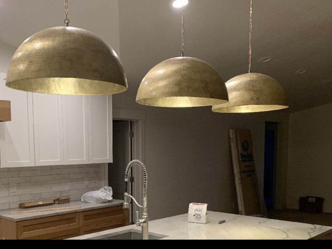 Set of 3 brass pendant light , Hanging Lamp , Lampshades Lighting, art Decor lamp